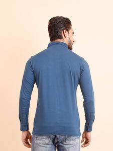 เสื้อยืดคอโปโลสำหรับผู้ชายผ้าฝ้าย100% แบบพรีเมี่ยม, เสื้อยืดแขนยาวแบบเต็มตัว (เบนซิน) พอดีตัว - Product Image 6