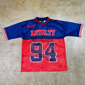 Camiseta de fútbol americano Tela de malla para adultos Cuello en V Manga corta Diseño suelto Ropa de fútbol americano de gran tamaño - Product Image 3