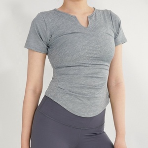 Camiseta deportiva transpirable para correr, Top corto de secado rápido con cuello de pico y lados, ropa para correr, 2023 - Product Image 4