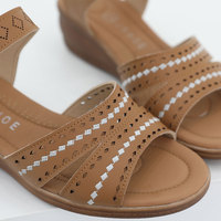 [JSHOE] Meilleures critiques en ligne Sandales plates en cuir d'action léger Rainsome en cuir de vachette avec fermeture velcro Sandales pour femmes