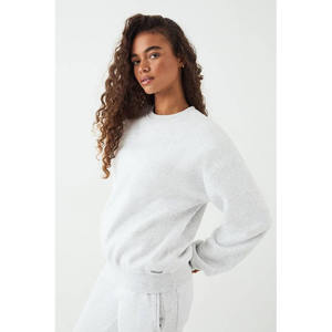 Sweat-shirts d'hiver personnalisés en molleton 100 % coton respirant, coupe ample, manches longues, à capuche, pour femmes, couleur contrastée, devant haut - Product Image 1