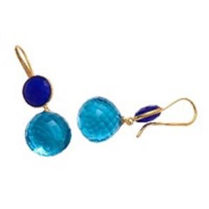 Boucles d'oreilles en Quartz topaze bleue et calcédoine bleue en argent Sterling 925, forme de poire et ronde, nouvel arrivage - Product Image 1