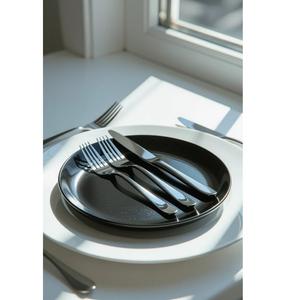 Le service de couverts en acier inoxydable argent a fini la déclaration ultime de la salle à manger de luxe et de la vaisselle de style de vie haut de gamme - Product Image 4