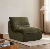 Fauteuil individuel moderne et minimaliste en tissu chenille, rembourré, avec housse amovible, compressé sous vide, petit format