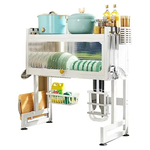 Hot Selling Flip Cover Dish Drying Rack Over The Sink Multifunction Dish Drainer Rack Storage Holders Sink Dish Drying Rack