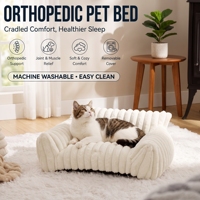 Canapé confortable pour chien, salon, coussin rectangulaire moelleux pour chat, lavable, chaud, rayé, lit pour animaux de compagnie pour chat et chien