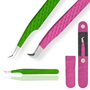 Pince à épiler professionnelle de haute qualité en acier inoxydable pour extensions de cils, emballage en pochette, légère, logo personnalisé - Product Image 5