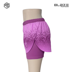 Pantalones cortos de MMA de cintura alta 2025 para mujer, ropa de entrenamiento transpirable con estampado de sublimación con logotipo personalizado para trotar y usar en el gimnasio - Product Image 2