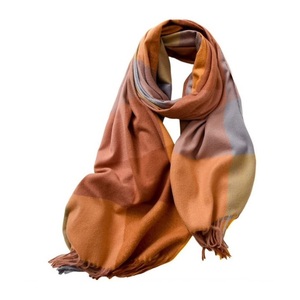 Fashion Lady Warm Long Pure Color Argyle Pattern <b>Oversized</b> Shawl Knitting Cotton Autumn <b>Scarf</b> Women's Customizable Supplier BD - Product Image 2