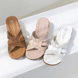 [JSHOE] Sandalias de Plataforma con Tiras Onduladas, Sandalias de Piel de Vacuno, Sandalias Deslizantes para Mujer, Ligeras, Cómodas, para Uso Diario - Product Image 2