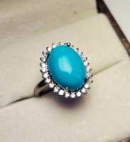 Bijou de Mariage Victorien Élégant en Argent Sterling 925 Plaqué Or avec Zircon Cubique Turquoise Forme Gemme, Sertissage Clos, Fait Main, Fin et Raffiné