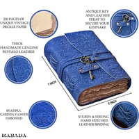 Journal en cuir véritable jardin fleur en relief à la main Deckle bord papier livre d'ombres Grimoire Journal sorcière sort livre