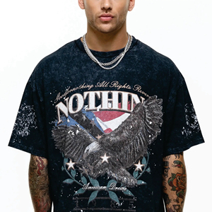 Casual calle venta al por mayor impresión personalizada 240 GSM algodón de gran tamaño gota hombro Streetwear Camiseta 100% algodón - Product Image 5