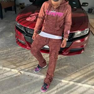 Chándal de lavado ácido personalizado de alta calidad para hombre, conjunto de pantalones de chándal cortavientos Vintage de peso pesado y Sudadera con capucha - Product Image 5