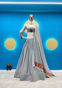 Último diseñador de seda satinada impresa Kodi Work Lehenga Choli por FabZone - Product Image 3