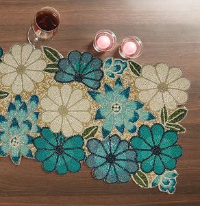 Christmas Decorative and Leaves Design Beaded <b>Runner</b> Placemat <b>Dining</b> <b>Table</b> Fancy Mat Handmade Decorative <b>Runners</b> for Wedding - Product Image 5