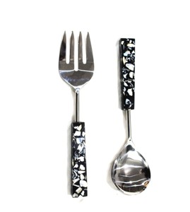 Vente chaude Ensemble de service à salade en acier inoxydable moderne avec fourchette cuillère de service en métal plaqué or pour la cuisine à domicile - Product Image 6