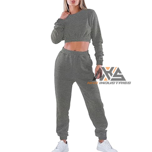 Chándal de entrenamiento para mujer con estilo de alta calidad, trajes de 2 piezas, Tops cortos de manga larga y conjuntos de pantalones Jogger para la máxima comodidad - Product Image 2