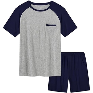 Ensemble t-shirt et short imprimés pour hommes, vente en gros, mode simple, respirant, confortable, tissage tricoté pour l'été - Product Image 4