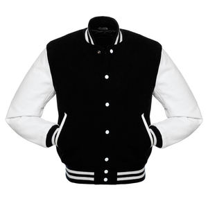 Veste universitaire OEM pour hommes avec support vêtements d'hiver vintage blouson de baseball bombardier en cuir avec logo brodé personnalisé - Product Image 1