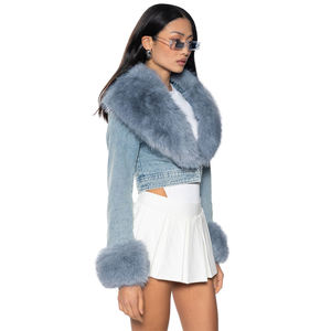 Otoño Invierno ropa de trabajo chaqueta teñida solapa botón decoración algodón relleno-Nuevo lavado empalme contraste Color diseño cremallera - Product Image 2