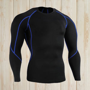 Camiseta Deportiva de Compresión para Hombre, Lisa, Transpirable, Negra, para Gimnasio, Fitness, Culturismo, con Logotipo Personalizado, al por Mayor - Product Image 3