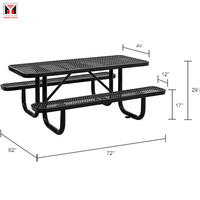 Table de pique-nique en métal extensible, banc en acier thermoplastique, ensemble de Table de pique-nique rectangulaire pour restaurant