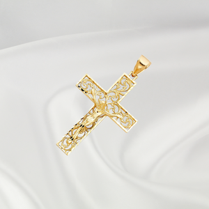 Pendentif croix élégant classique en plaqué or jaune 14 carats Bijoux religieux fantaisie Hommes Femmes Enfants Pierre de zircon Alliage métallique - Product Image 6