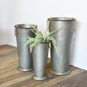 Manijas de maceta galvanizadas de tamaño alto, tamaño personalizado ecológico, perfecto para cultivar hierbas, flores, plantas decorativas en interiores - Product Image 5