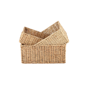 OEM/ODM Durable Handmade Eco-Friendly Water Hyacinth Rattan Multifunction <b>Storage</b> <b>Baskets</b> with Handle Set - Product Image 3