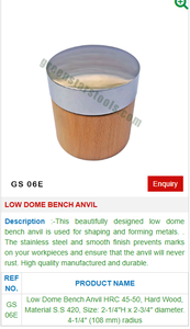 Banc à marteau à dôme bas en acier inoxydable 420, diamètre 2,75 pouces, avec base en bois dur, outils de fabrication de bijoux | Numéro d'article : GS-06E - Product Image 2