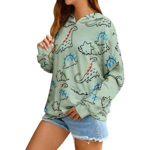 La mejor venta de mujeres 100% algodón manga larga cuello redondo hombro pendiente impreso cómodo pulóver Sudadera CON CAPUCHA DE Bangladesh - Product Image 2