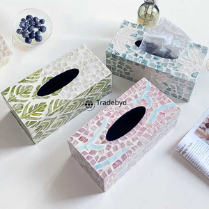 Classic Premium Quality Mop Inlay Floral <b>Pattern</b> Engraved Decorative <b>Tissue</b> Holder for Upscale Home Decor Tradebyd - Product Image 2