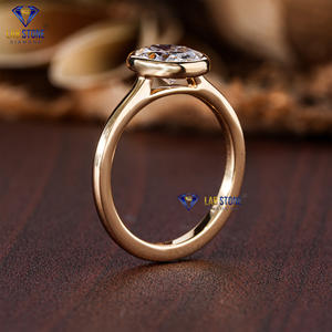 Lab-Stone 1,51 TDW Anillo de oro amarillo con diamante de corte ovalado Elegancia clásica Color DE LA EF-VS - Product Image 5