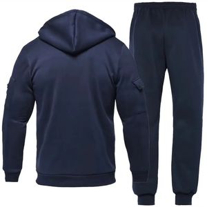 ชุดวอร์มมีฮู้ดสำหรับผู้ชาย ผ้าฝ้าย 100% เป็นมิตรกับสิ่งแวดล้อม น้ำหนักเบา ระบายอากาศได้ดี ไซส์ใหญ่ ลายเรียบ ชุดกีฬา สำหรับฤดูหนาว - Product Image 5