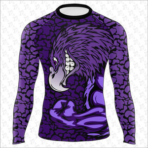 เสื้อรัดกล้ามเนื้อสีดำแบบกำหนดเองสำหรับผู้ชาย แห้งเร็ว ระบายอากาศได้ดี แขนยาว สำหรับบราซิลเลียนยิวยิตสู  แบบพิมพ์ลายซับลิเมชั่น  เป็นมิตรกับสิ่งแวดล้อม - Product Image 1