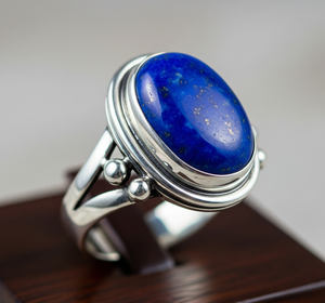 Anillo de moda de plata 925 de alta calidad personalizado último diseño lapislázuli cristal chapado en oro rosa banda para fiestas de boda de moda - Product Image 1