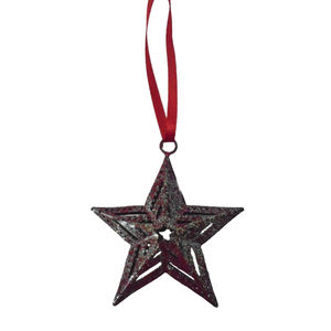 Étoile de Noël suspendue en fer finition antique dorée, faite à la main, personnalisable, décoration événementielle en gros, forme étoile en feuille d'argent - Product Image 3