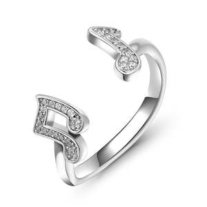 Jeulia <b>Adjustable</b> Rose Gold Plated <b>Sterling</b> <b>Silver</b> Music Note Cluster <b>Ring</b> - Product Image 2
