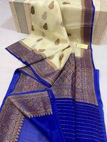 Sari de Seda Brocada a Mano con Borde Tejido con Hilo Dorado Real para Compradores Mayoristas Globales y Boutiques de Lujo