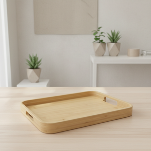 ถาดเสิร์ฟไม้ 3202827L ทนทาน ขายดี พร้อมหูจับไม้อัด สำหรับร้านน้ำชา - Product Image 2