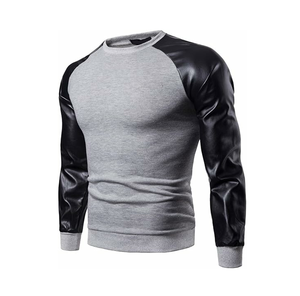 Sudadera personalizada de fabricante para hombre con mangas de cuero sudaderas con mangas de cuero transpirables - Product Image 6
