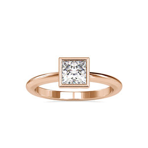 Princess Cut Lab Grown Diamond Conjunto de bisel de oro sólido Anillo de compromiso solitario para mujeres a precio mayorista Fabricación India - Product Image 1