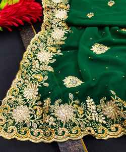 Nouveau sari en soie Vichitra brodé pour mariage, tenue indienne pour femmes, prix bas, vente en gros, vêtement de Surat - Product Image 2