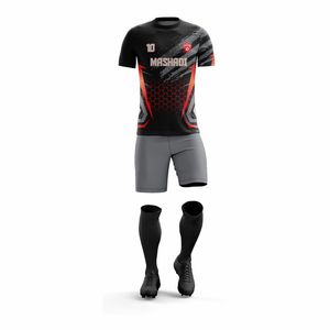Tenues d'équipe de football personnalisées, manches courtes, col rond, ensembles d'uniformes de football sublimés, grandes tailles, respirants, vente en gros - Product Image 2