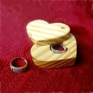 <b>Heart</b> <b>Shape</b> Pine Wood Engagement Ring <b>Box</b> Handmade Rustic Ring Holder for Proposals, Weddings & Anniversary Gifts - Product Image 2