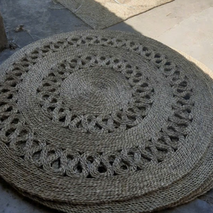 Tapis en jonc de mer fait main, tapis de sol tissé naturellement avec un savoir-faire raffiné - Product Image 2