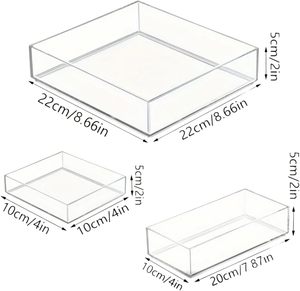 Organisateur de maquillage transparent en métal écologique, plateau de rangement en plastique divisé pour armoire, salle de bain, cuisine, bijoux et aliments - Product Image 5