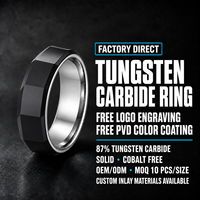 Bague personnalisée en carbure de tungstène noir de 5 mm, surface à facettes prismatiques géométriques, intérieur argenté, alliance de promesse pour couple, OEM ODM