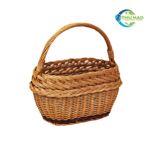 Cesta de flores tejida de ratán hecha a mano, cesta de campo VINTAGE, cesta de Picnic de regalo de huevo de Pascua duradera con asa - Product Image 5